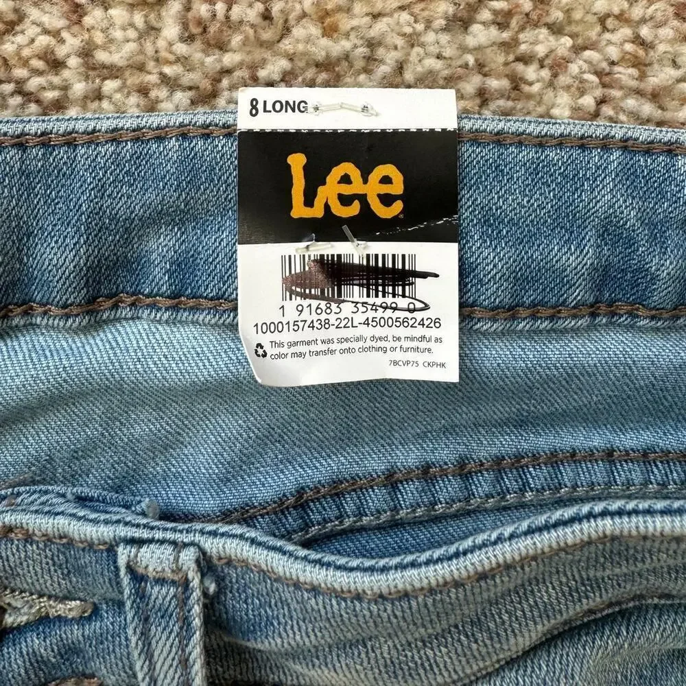 NWT - LEE faded Blue Jeans, size 8 TALL/LONG; straight leg